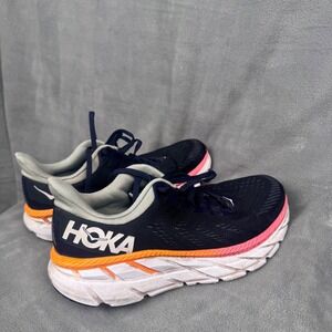 Hoka One One Clifton 7 Wide Running Shoes Womens 9D Black Iris Blue Haze 1110535